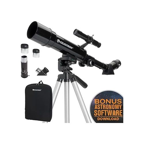 셀레스트론 Celestron - 50mm Travel Scope - Portable Refractor Telescope - Fully-Coated Glass Optics - Ideal Telescope for Beginners - Bonus Astronomy Software Package