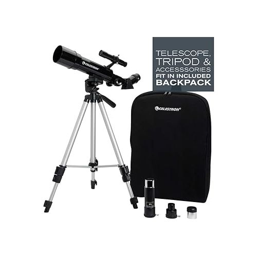 셀레스트론 Celestron - 50mm Travel Scope - Portable Refractor Telescope - Fully-Coated Glass Optics - Ideal Telescope for Beginners - Bonus Astronomy Software Package