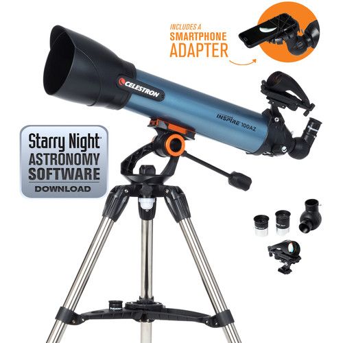 셀레스트론 Celestron Inspire 100AZ 100mm f/6.6 Alt-Az Refractor Telescope