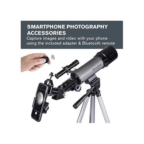 셀레스트론 Celestron - 60mm Travel Scope DX - Ideal Portable Refractor Telescope for Beginners - Fully Coated Glass Optics - Bonus Astronomy Software Package - Includes Smartphone Adapter for Digiscoping