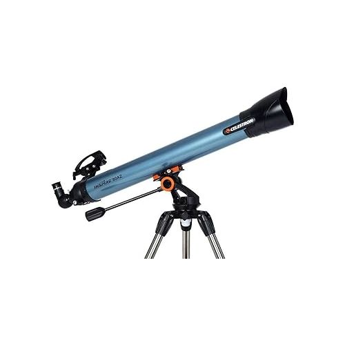 셀레스트론 Celestron Inspire 80AZ Refractor Smartphone Adapter Built-in Refracting Telescope, Blue (22402)