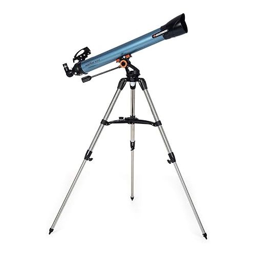 셀레스트론 Celestron Inspire 80AZ Refractor Smartphone Adapter Built-in Refracting Telescope, Blue (22402)