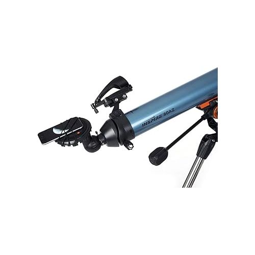 셀레스트론 Celestron Inspire 80AZ Refractor Smartphone Adapter Built-in Refracting Telescope, Blue (22402)