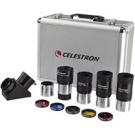 Celestron - 2” Eyepiece and Filter Accessory Kit - 12 Piece Telescope Accessory Set - E-Lux Telescope Eyepiece - Barlow Lens - Colored Filters - Diagonals - Sturdy Metal Carry Case