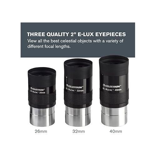 셀레스트론 Celestron - 2” Eyepiece and Filter Accessory Kit - 12 Piece Telescope Accessory Set - E-Lux Telescope Eyepiece - Barlow Lens - Colored Filters - Diagonals - Sturdy Metal Carry Case