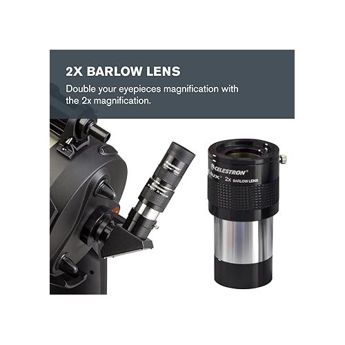 셀레스트론 Celestron - 2” Eyepiece and Filter Accessory Kit - 12 Piece Telescope Accessory Set - E-Lux Telescope Eyepiece - Barlow Lens - Colored Filters - Diagonals - Sturdy Metal Carry Case