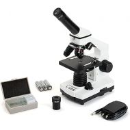 Celestron - Celestron Labs - Monocular Head Compound Microscope - 40-800x Magnification - Adjustable Mechanical Stage - Includes 2 Eyepieces and 10 Prepared Slides