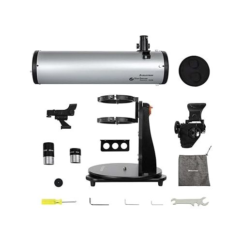 셀레스트론 Celestron Starsense Explorer 150mm Tabletop Dobsonian Telescope - Smartphone App-Enabled for Stargazing Enthusiasts Bundle with Metal Adjustable Tripod (2 Items)