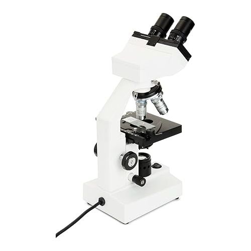 셀레스트론 Celestron - Celestron Labs - Binocular Head Compound Microscope - 40-2000x Magnification - Adjustable Mechanical Stage - Includes 2 Eyepieces and 10 Prepared Slides