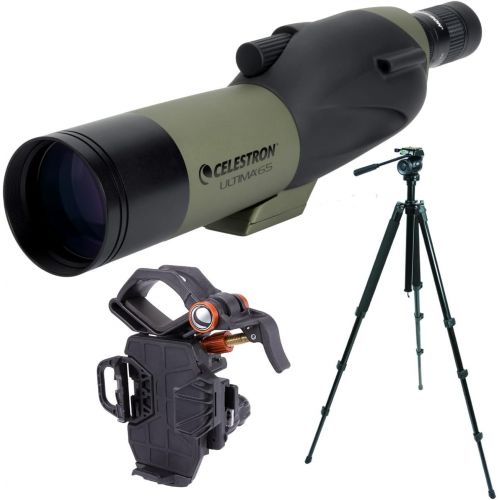 셀레스트론 Celestron Ultima 65mm Spotting Scope w/18-55x Eyepiece (Straight Viewing) w/Trailseeker Tripod & NeXYZ Universal Phone Adapter Kit