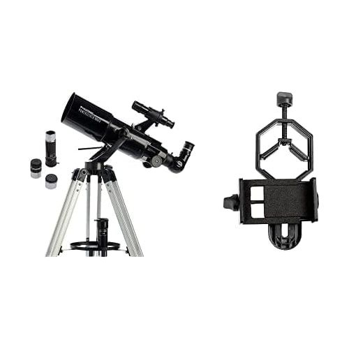 셀레스트론 Celestron 21087 PowerSeeker 80AZS Telescope (Black) with Basic Smartphone Adapter 1.25, Black