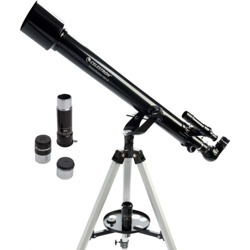 셀레스트론 Celestron 21087 PowerSeeker 80AZS Telescope (Black) with Basic Smartphone Adapter 1.25, Black