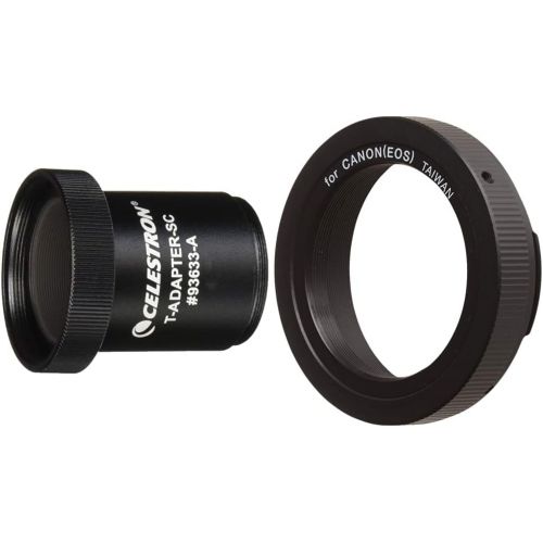 셀레스트론 Celestron T-Adapter with SCT 5, 6, 8 with 9.25, 11, 14, Black (93633-A) & 93419 T-Ring for 35 mm Canon EOS Camera (Black)