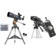 Celestron 21082 AstroMaster Refracting Telescope with Celestron 81035 Basic Smartphone Adapter 1.25 Capture Your Discoveries, Black