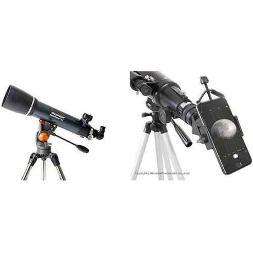 셀레스트론 Celestron 22065 Astro Master 102AZ Refractor Telescope, Blue and Basic Smartphone Adapter 1.25 Capture Your Discoveries, Black