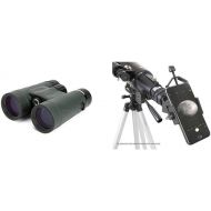 Celestron 71332 Nature DX 8x42 Binocular (Green) with Celestron 81035 Basic Smartphone Adapter 1.25 Capture Your Discoveries, Black