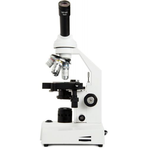 셀레스트론 Celestron CM2000CF Compound Microscope w/40x - 2000x power, mechanical stage, Abbe condenser, 4 Fully achromatic objectives, 10x and 20x eyepieces, course and fine focus, 10 prepar