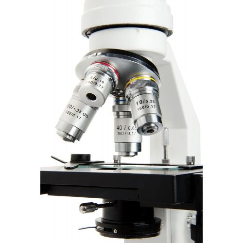 셀레스트론 Celestron CM2000CF Compound Microscope w/40x - 2000x power, mechanical stage, Abbe condenser, 4 Fully achromatic objectives, 10x and 20x eyepieces, course and fine focus, 10 prepar