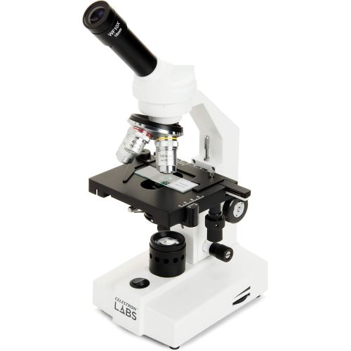 셀레스트론 Celestron CM2000CF Compound Microscope w/40x - 2000x power, mechanical stage, Abbe condenser, 4 Fully achromatic objectives, 10x and 20x eyepieces, course and fine focus, 10 prepar