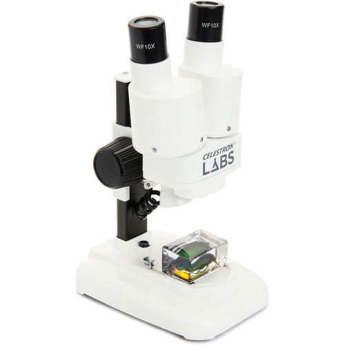 셀레스트론 Celestron S20 Portable Stereo Microscope w/20x Power, 2 Insect Specimens in Clear Plastic, 2 AA Batteries, Upper Illuminator