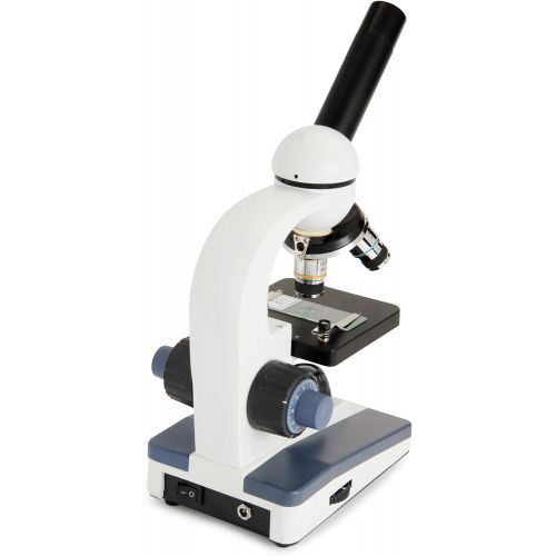 셀레스트론 Celestron CM1000C Compound Microscope w/40x - 1000x Power, 3AA Batteries, 10 Prepared Slides, 10x and 25x eyepieces, 3 Fully achromatic objectives, Coaxial Focus, AC Adapter