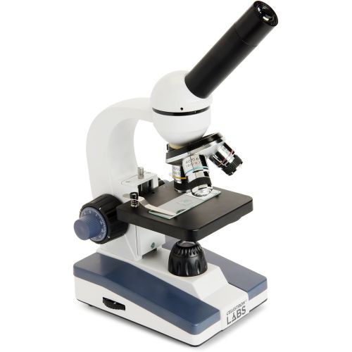 셀레스트론 Celestron CM1000C Compound Microscope w/40x - 1000x Power, 3AA Batteries, 10 Prepared Slides, 10x and 25x eyepieces, 3 Fully achromatic objectives, Coaxial Focus, AC Adapter