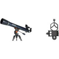 Celestron AstroMaster LT 70AZ Refractor No-Tool Setup Refracting Telescope, Blue (21074) with Basic Smartphone Adapter 1.25 Capture Your Discoveries