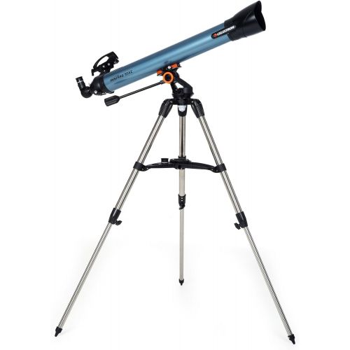 셀레스트론 Celestron Inspire 80AZ Refractor Smartphone Adapter Built-in Refracting Telescope, Blue (22402)