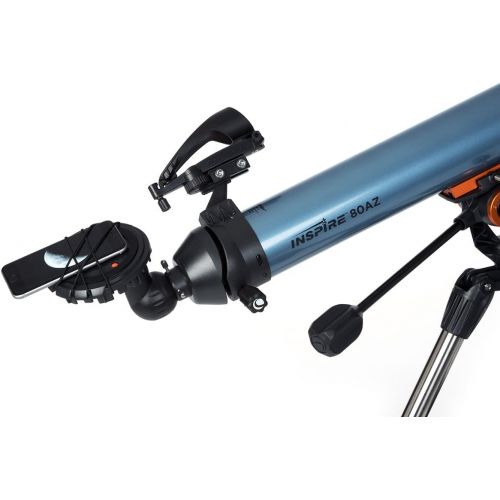 셀레스트론 Celestron Inspire 80AZ Refractor Smartphone Adapter Built-in Refracting Telescope, Blue (22402)