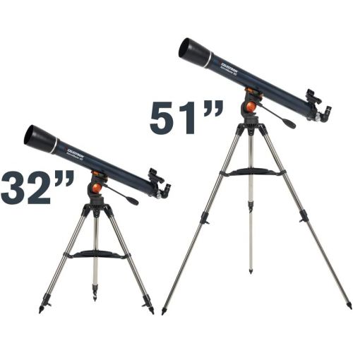 셀레스트론 Celestron - AstroMaster 90AZ Refractor Telescope - Refractor Telescope for Beginners - Fully-Coated Glass Optics - Adjustable-Height Tripod - BONUS Astronomy Software Package