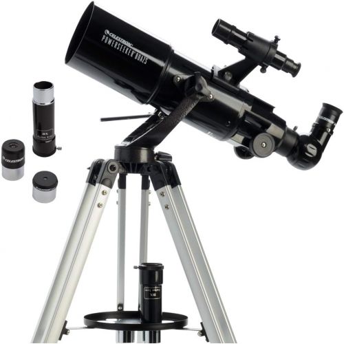 셀레스트론 Celestron - PowerSeeker 80AZS Telescope - Manual Alt-Azimuth Telescope for Beginners - Compact and Portable - BONUS Astronomy Software Package - 80mm Aperture