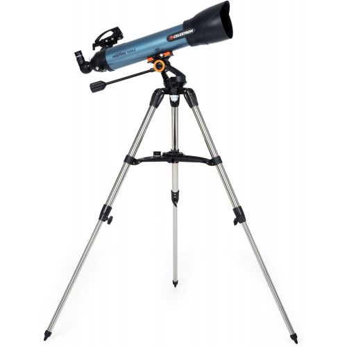 셀레스트론 Celestron Inspire 100AZ Refractor Smartphone Adapter Built-in Refracting Telescope, Blue (22403)