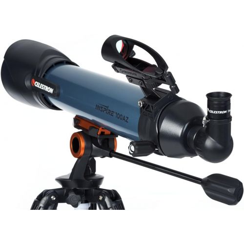 셀레스트론 Celestron Inspire 100AZ Refractor Smartphone Adapter Built-in Refracting Telescope, Blue (22403)