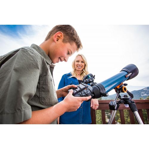 셀레스트론 Celestron Inspire 100AZ Refractor Smartphone Adapter Built-in Refracting Telescope, Blue (22403)