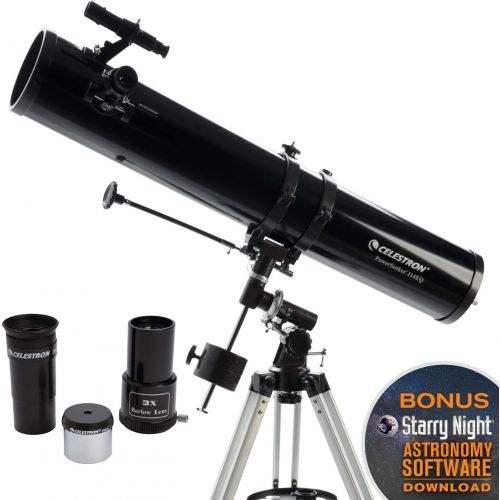 셀레스트론 Celestron - PowerSeeker 114EQ Telescope - Manual German Equatorial Telescope for Beginners - Compact and Portable - BONUS Astronomy Software Package - 114mm Aperture