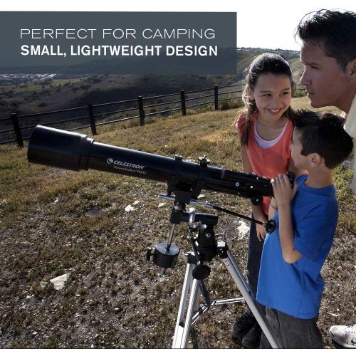 셀레스트론 Celestron - PowerSeeker 70EQ Telescope - Manual German Equatorial Telescope for Beginners - Compact and Portable - BONUS Astronomy Software Package - 70mm Aperture