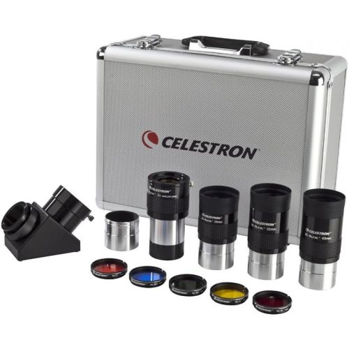 셀레스트론 Celestron  2” Eyepiece and Filter Accessory Kit  12 Piece Telescope Accessory Set  E-Lux Telescope Eyepiece  Barlow Lens  Colored Filters  Diagonals  Sturdy Metal Carry Case