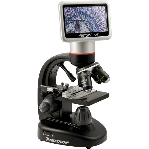 셀레스트론 Celestron  PentaView LCD Digital Microscope Biological Microscope with a Built-In 5MP Digital Camera  Adjustable Mechanical Stage Carrying Case and 4GB Micro SD Card