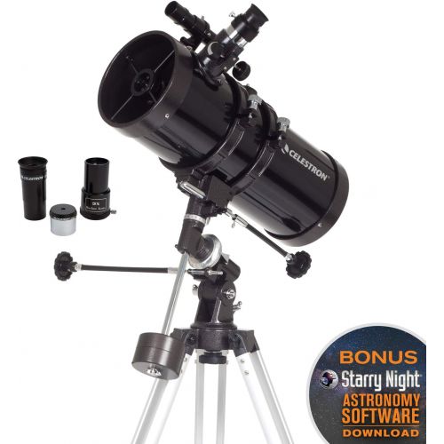 셀레스트론 Celestron - PowerSeeker 127EQ Telescope - Manual German Equatorial Telescope for Beginners - Compact and Portable - BONUS Astronomy Software Package - 127mm Aperture