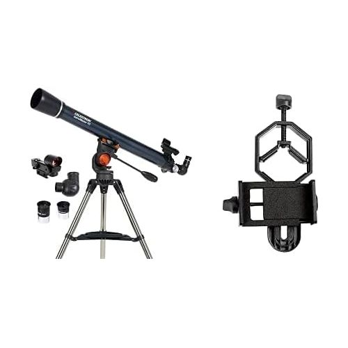 셀레스트론 Celestron - AstroMaster 70AZ Telescope - Refractor Telescope - Adjustable Height Tripod with Basic Smartphone Adapter 1.25 Capture Your Discoveries, Black