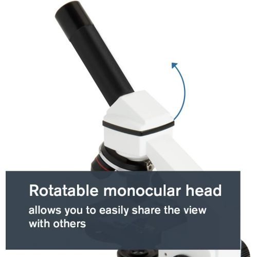 셀레스트론 Celestron ? Celestron Labs ? Monocular Head Compound Microscope ? 40-400x Magnification ? Adjustable Mechanical Stage ? Includes 10 Prepared Slides