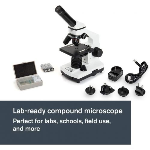 셀레스트론 Celestron ? Celestron Labs ? Monocular Head Compound Microscope ? 40-400x Magnification ? Adjustable Mechanical Stage ? Includes 10 Prepared Slides