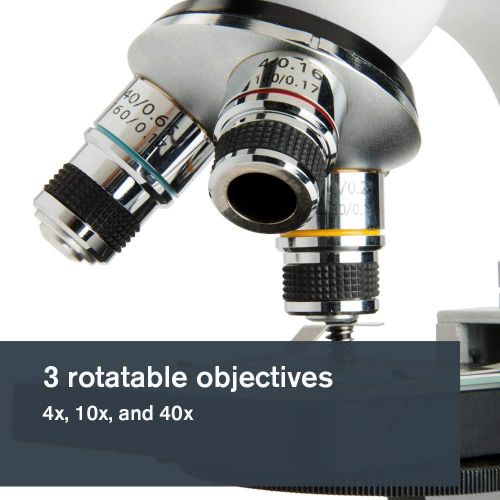 셀레스트론 Celestron ? Celestron Labs ? Monocular Head Compound Microscope ? 40-400x Magnification ? Adjustable Mechanical Stage ? Includes 10 Prepared Slides