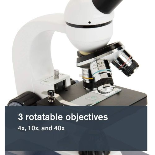 셀레스트론 Celestron ? Celestron Labs ? Monocular Head Compound Microscope ? 40-400x Magnification ? Adjustable Mechanical Stage ? Includes 10 Prepared Slides