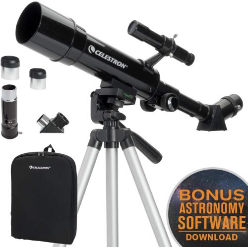 셀레스트론 Celestron - 50mm Travel Scope - Portable Refractor Telescope - Fully-Coated Glass Optics - Ideal Telescope for Beginners - BONUS Astronomy Software Package