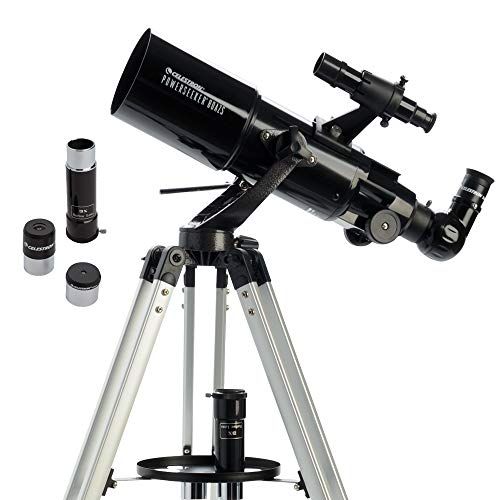 셀레스트론 Celestron - PowerSeeker 80AZS Telescope - Manual Alt-Azimuth Telescope for Beginners - Compact and Portable - BONUS Astronomy Software Package - 80mm Aperture