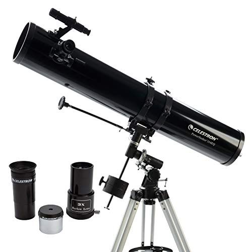 셀레스트론 Celestron - PowerSeeker 114EQ Telescope - Manual German Equatorial Telescope for Beginners - Compact and Portable - BONUS Astronomy Software Package - 114mm Aperture