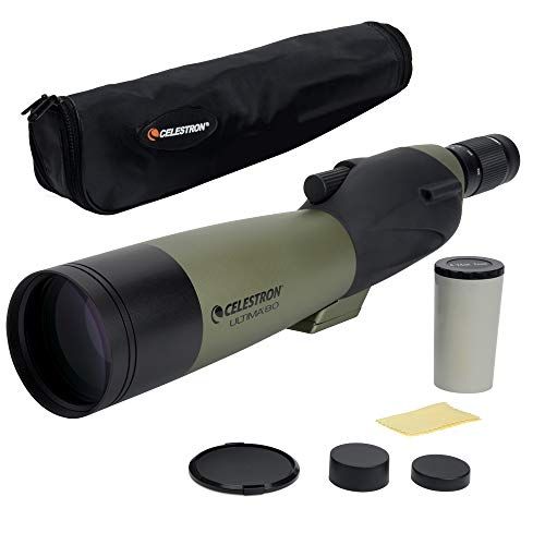 셀레스트론 Celestron  Ultima 80 Straight Spotting Scope  20 to 60x80mm Zoom Eyepiece  Multi-Coated Optics for Bird Watching, Wildlife, Scenery and Hunting  Waterproof and Forgproof  Soft