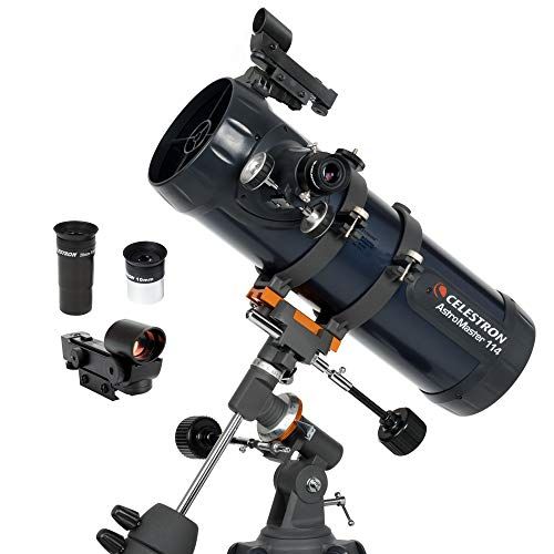 셀레스트론 Celestron - AstroMaster 114EQ Newtonian Telescope - Reflector Telescope for Beginners - Fully-Coated Glass Optics - Adjustable-Height Tripod - BONUS Astronomy Software Package