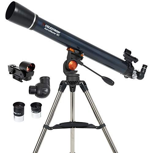 셀레스트론 Celestron - AstroMaster 90AZ Refractor Telescope - Refractor Telescope for Beginners - Fully-Coated Glass Optics - Adjustable-Height Tripod - BONUS Astronomy Software Package